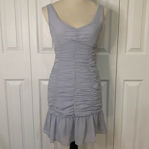 She+Sky powder blue SzSm lined midi dress with ruffle folds and retro look
